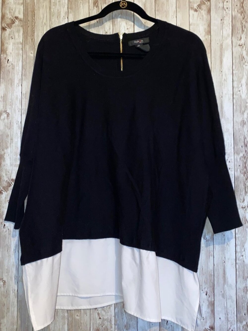 Women's Style & Co Black Sweater Top Shirt Blouse Size 2X Layered Look